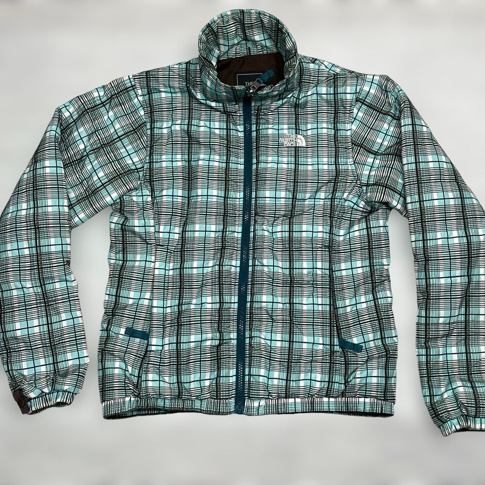 THE NORTH FACE Size XS Womens Blue brown Plaid Insulated Full Zip Jacket Coat